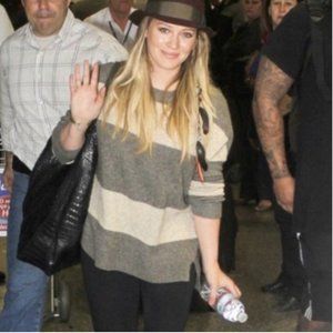 Vince Wool & Yak Hair Striped Sweater Gray Beige Size Small